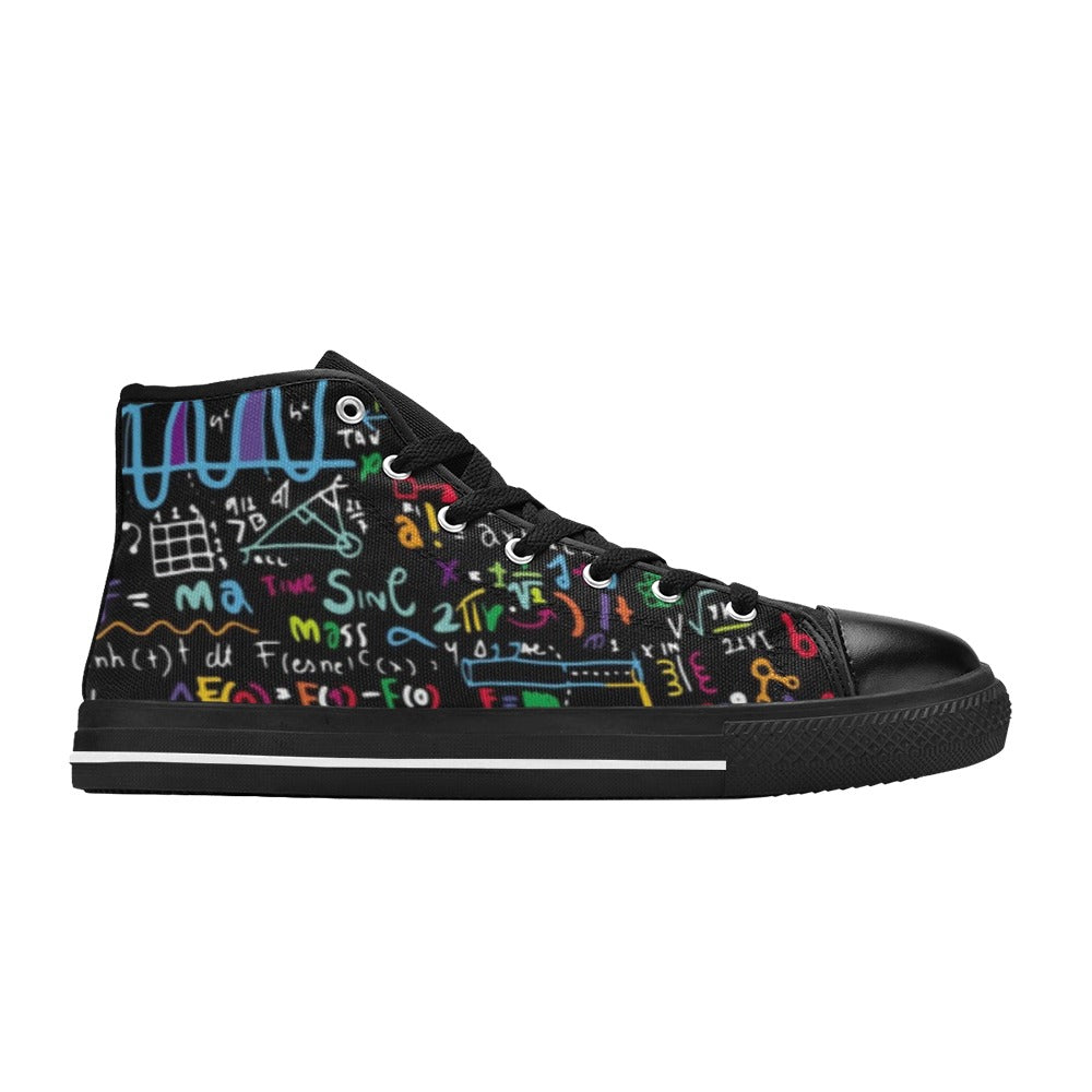 Math Scribbles - Men's High Top Canvas Shoes