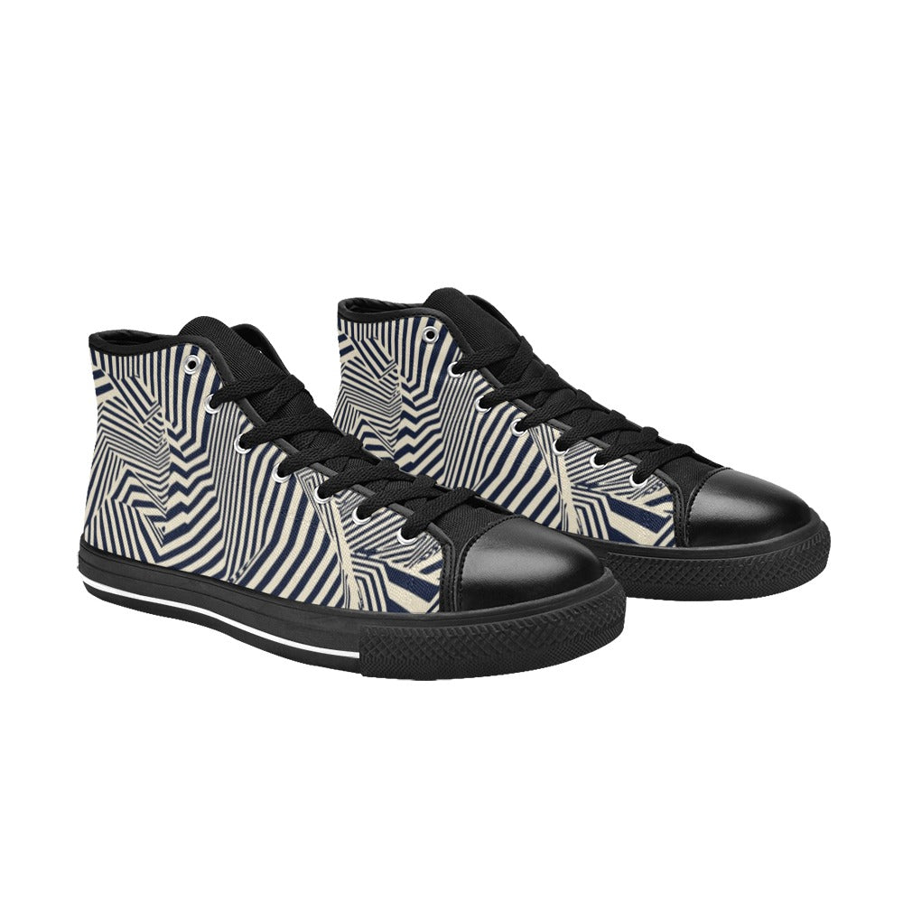 Crazy Lines - Women's High Top Canvas Shoes