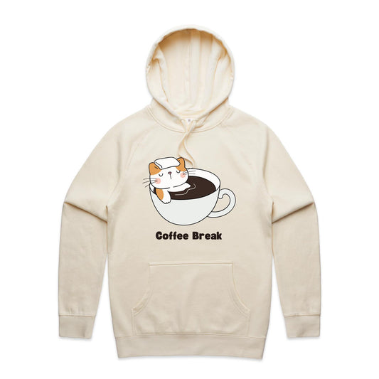 Cat Coffee Break - Supply Hood Ecru Mens Supply Hoodie animal Coffee
