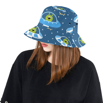 Cute Aliens in UFOs - Womens Bucket Hat