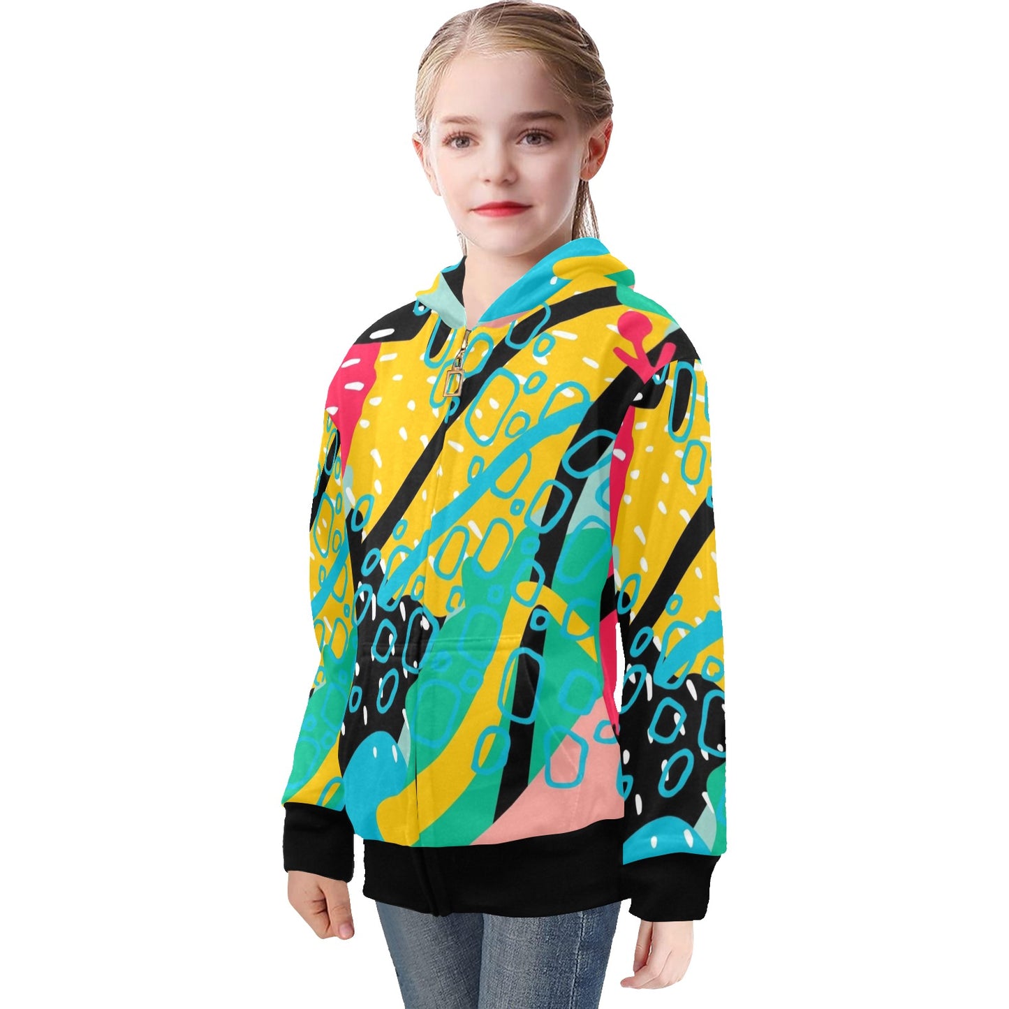 Bright And Colourful - Senior Girls Zip Up Hoodie