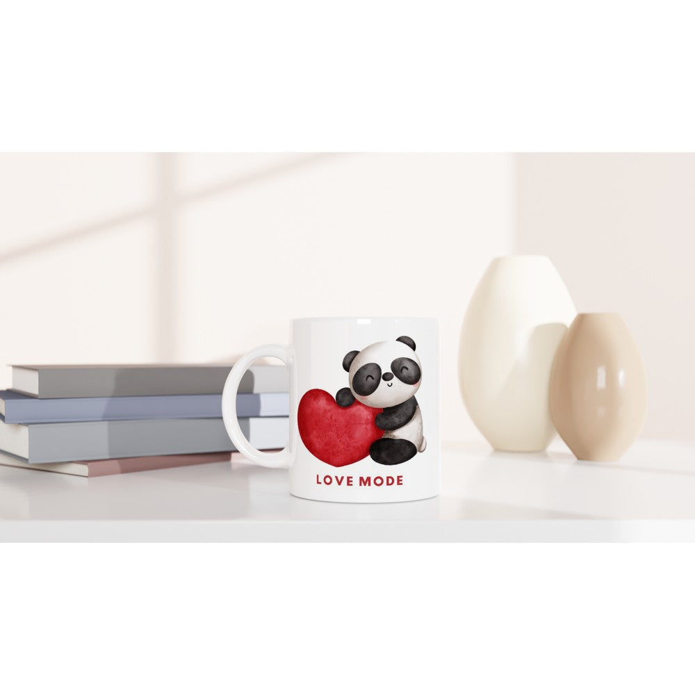 Panda Love Mode - White 11oz Ceramic Mug White 11oz Mug animal Globally Fulfilled love