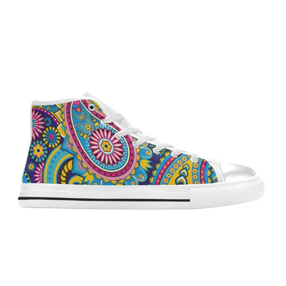 Bright Paisley - Women's High Top Canvas Shoes