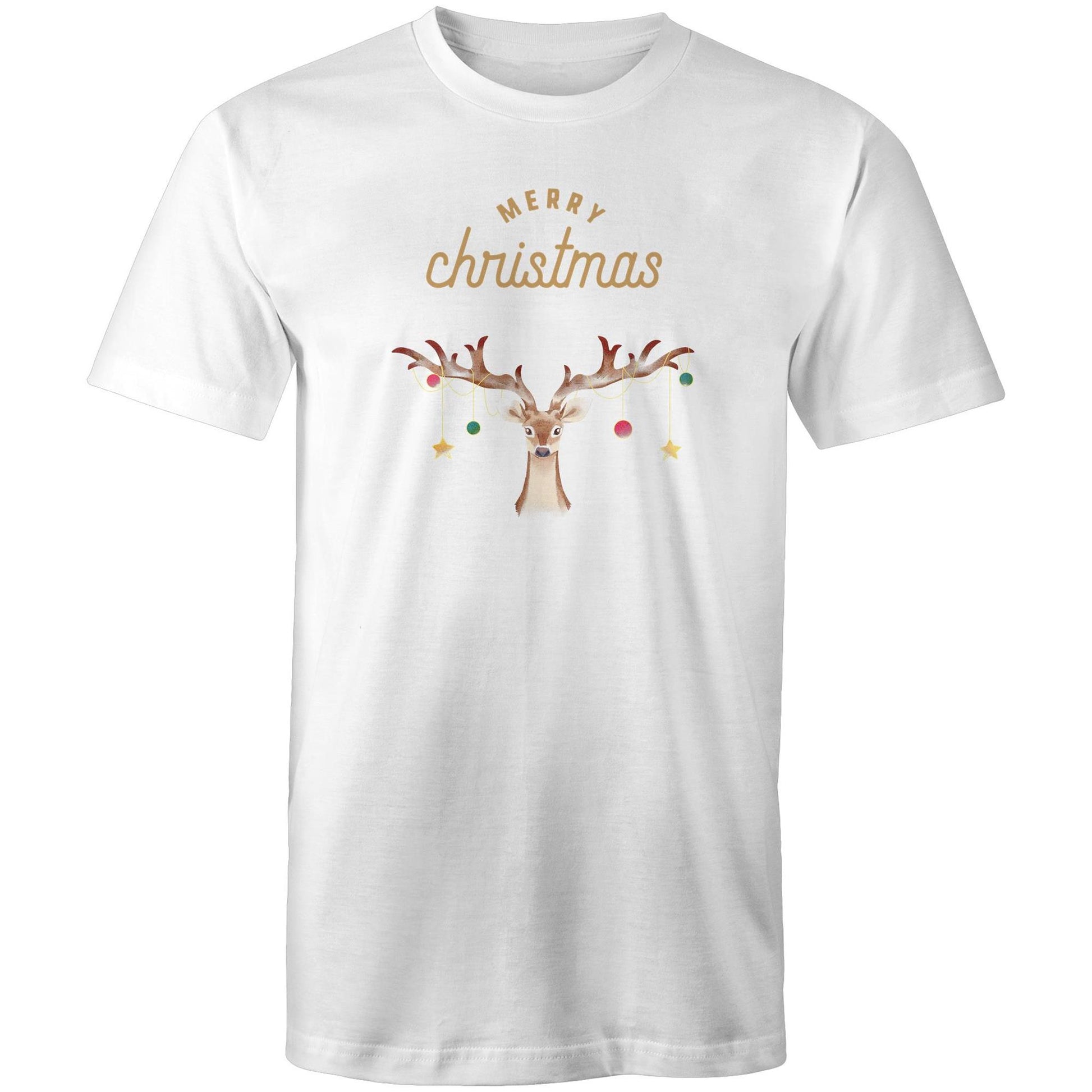 Merry Christmas Reindeer - Mens T-Shirt White Christmas Mens T-shirt Merry Christmas