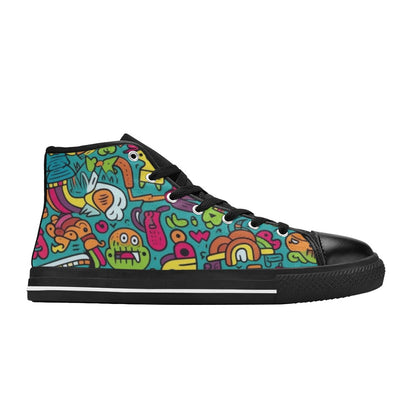 Crazy Characters - Kids High Top Canvas Shoes