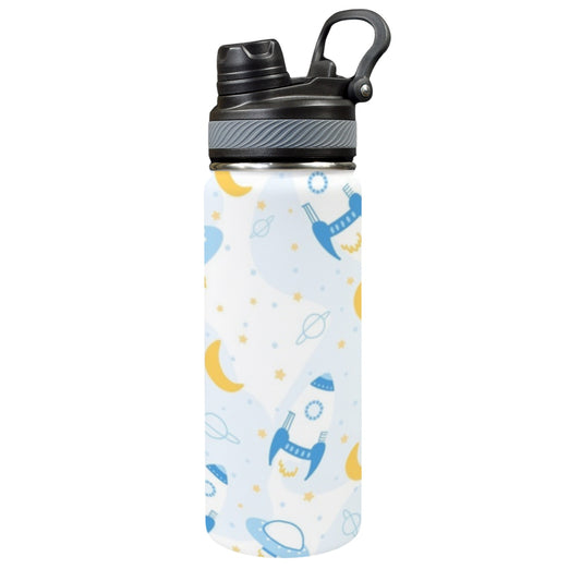 Spaceships And UFO's - Insulated Water Bottle with Dual-Use Lid (18oz)