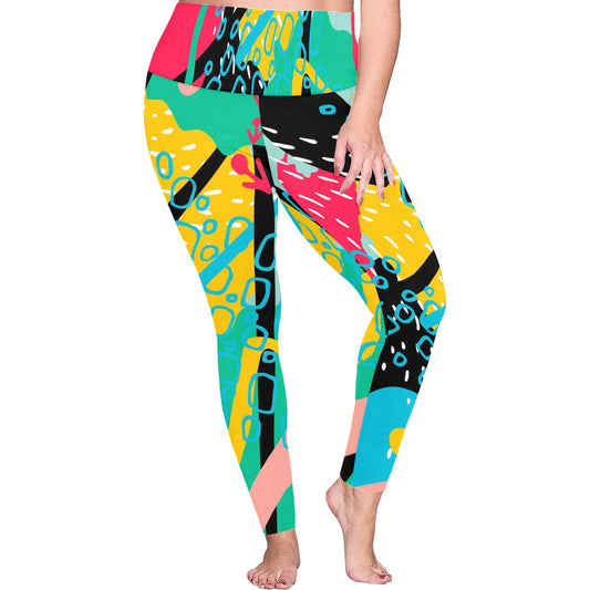 Bright And Colourful - Women's Plus Size High Waist Leggings Women's Plus Size High Waist Leggings