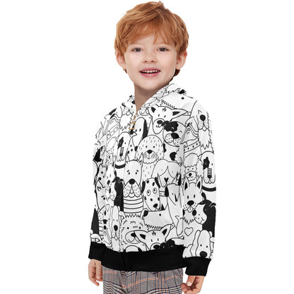 Black And White Dogs - Junior Boys Zip Up Hoodie