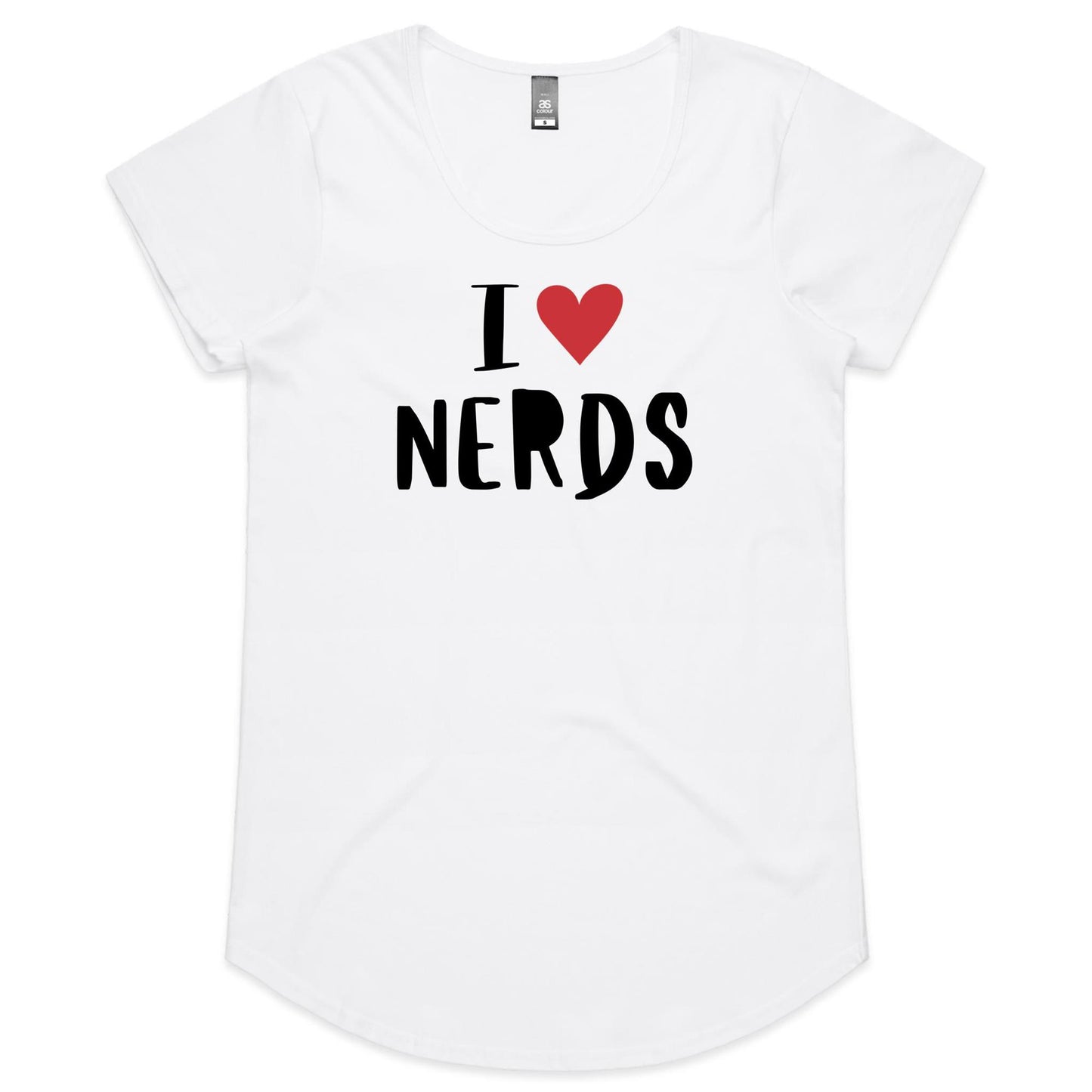 I Love Nerds, Red Heart - Womens Scoop Neck T-Shirt