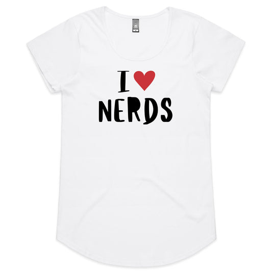 I Love Nerds, Red Heart - Womens Scoop Neck T-Shirt