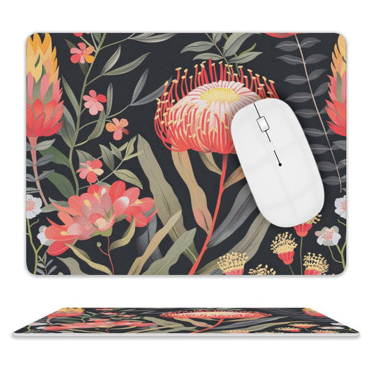 Australian Waratah Flower - Leather Mouse Pad