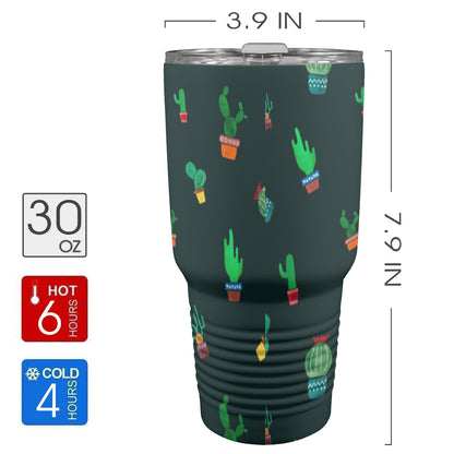 Cactus On Black - 30oz Insulated Stainless Steel Mobile Tumbler