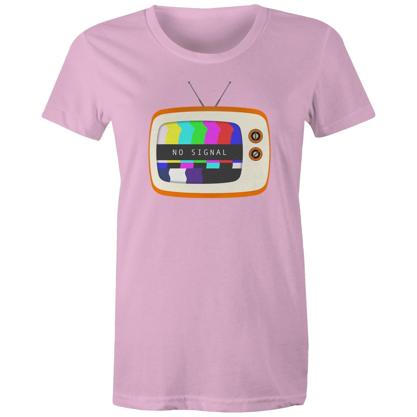 Retro Television, No Signal - Womens T-shirt Pink Womens T-shirt Retro
