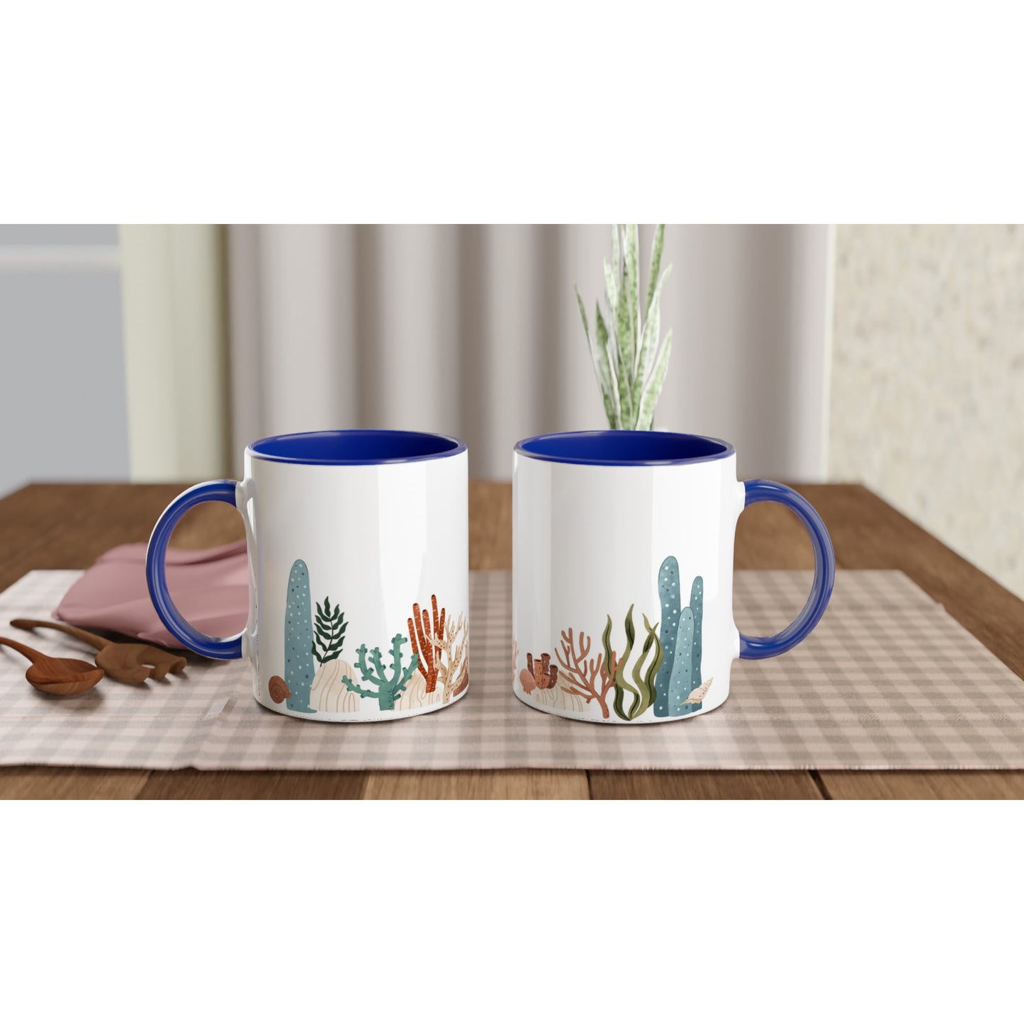 Coral Garden - White 11oz Ceramic Mug with Colour Inside Colour 11oz Mug Environment