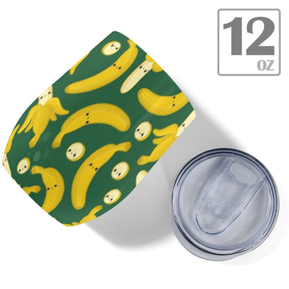 Happy Bananas - 12oz Wine Tumbler 12oz Wine Tumbler Food Printed Offshore