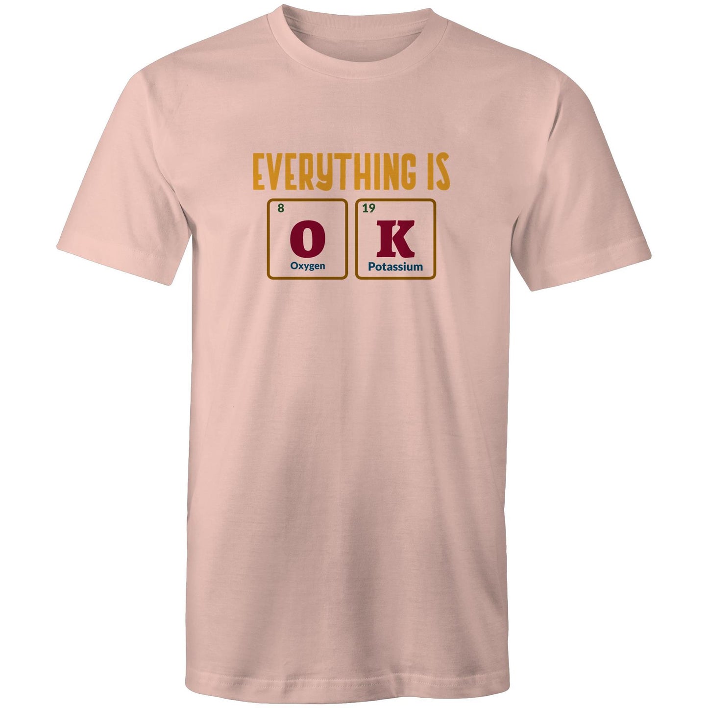 Everything Is OK, Periodic Table Of Elements - Mens T-Shirt Pale Pink Mens T-shirt Science