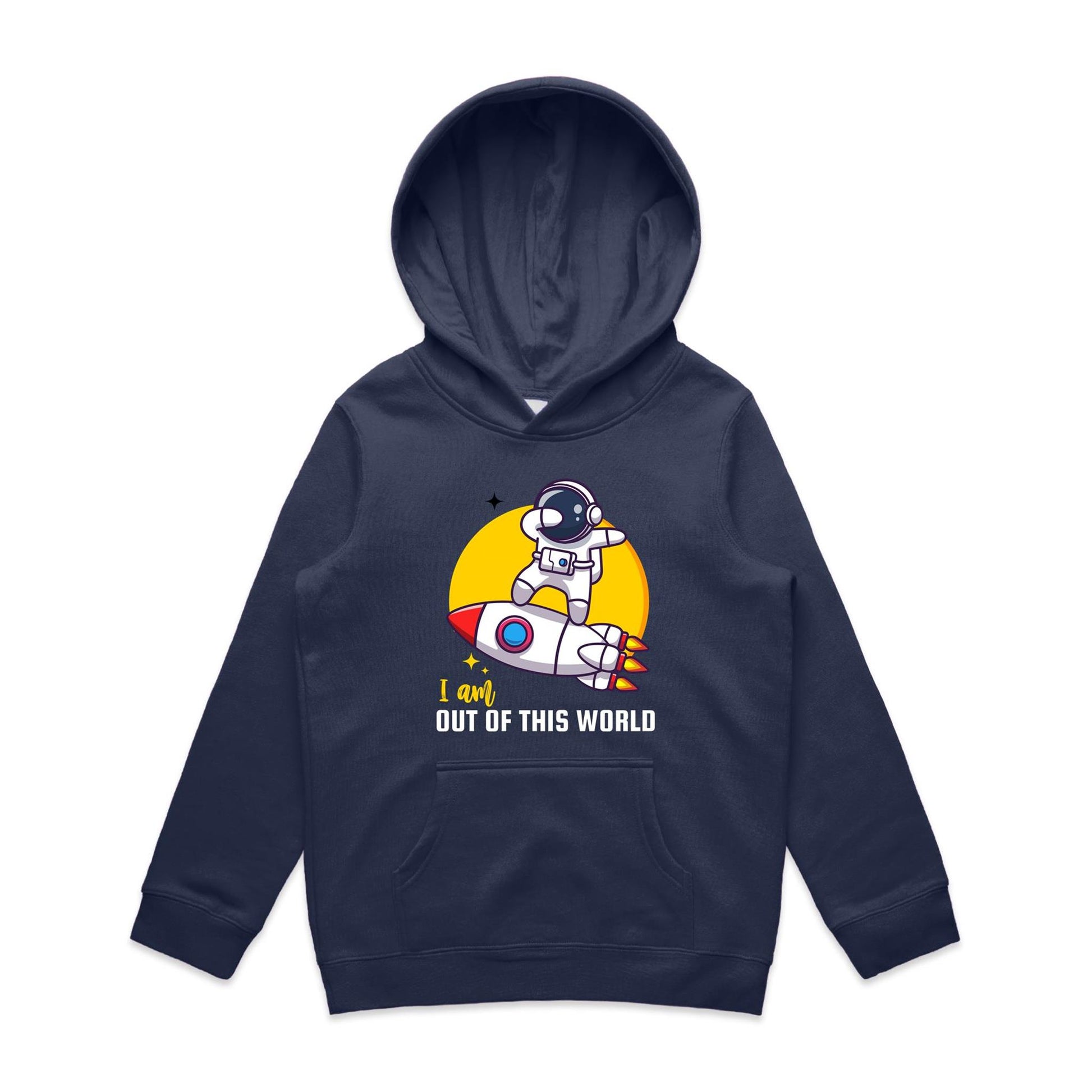 I Am Out Of This World, Astronaut - Youth Supply Hood Midnight Blue Kids Hoodie Sci Fi