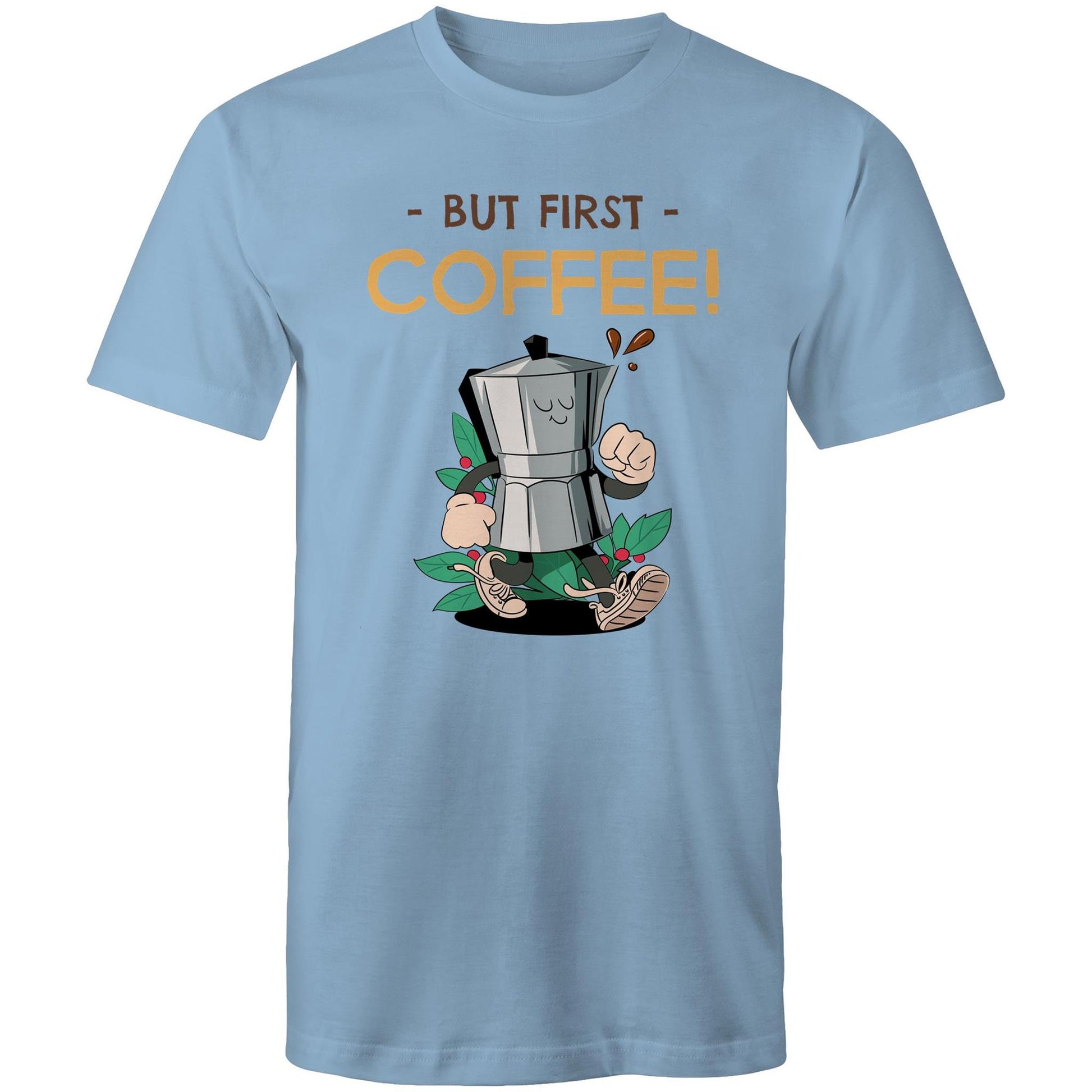 But First Coffee - Mens T-Shirt Carolina Blue Mens T-shirt Coffee Retro