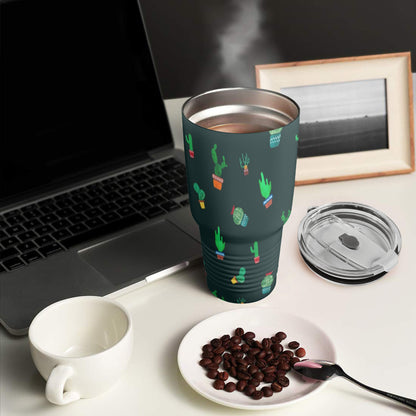 Cactus On Black - 30oz Insulated Stainless Steel Mobile Tumbler