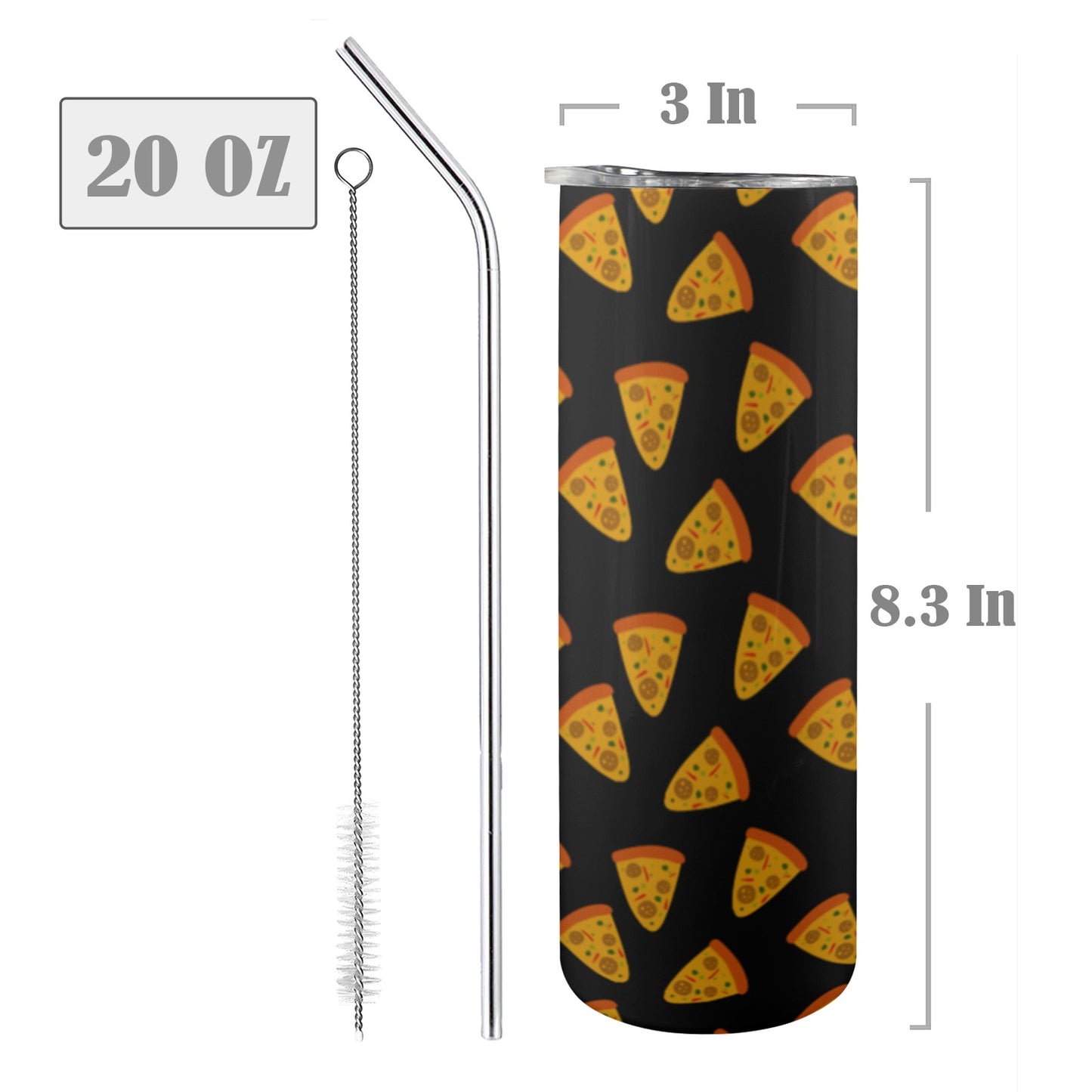 Pizzas - 20oz Tall Skinny Tumbler with Lid and Straw