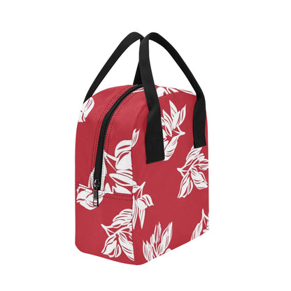 Red Retro Foliage, Hawaiian Flower - Lunch Bag