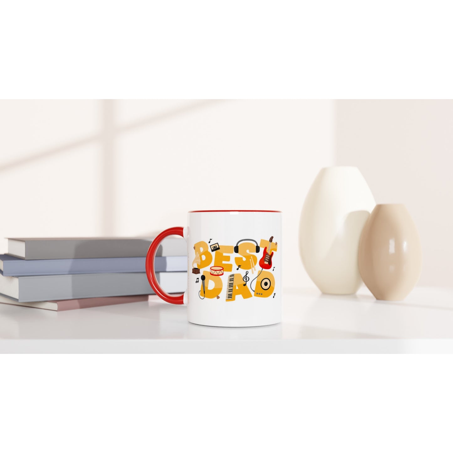 Best Dad - White 11oz Ceramic Mug with Colour Inside Colour 11oz Mug Dad