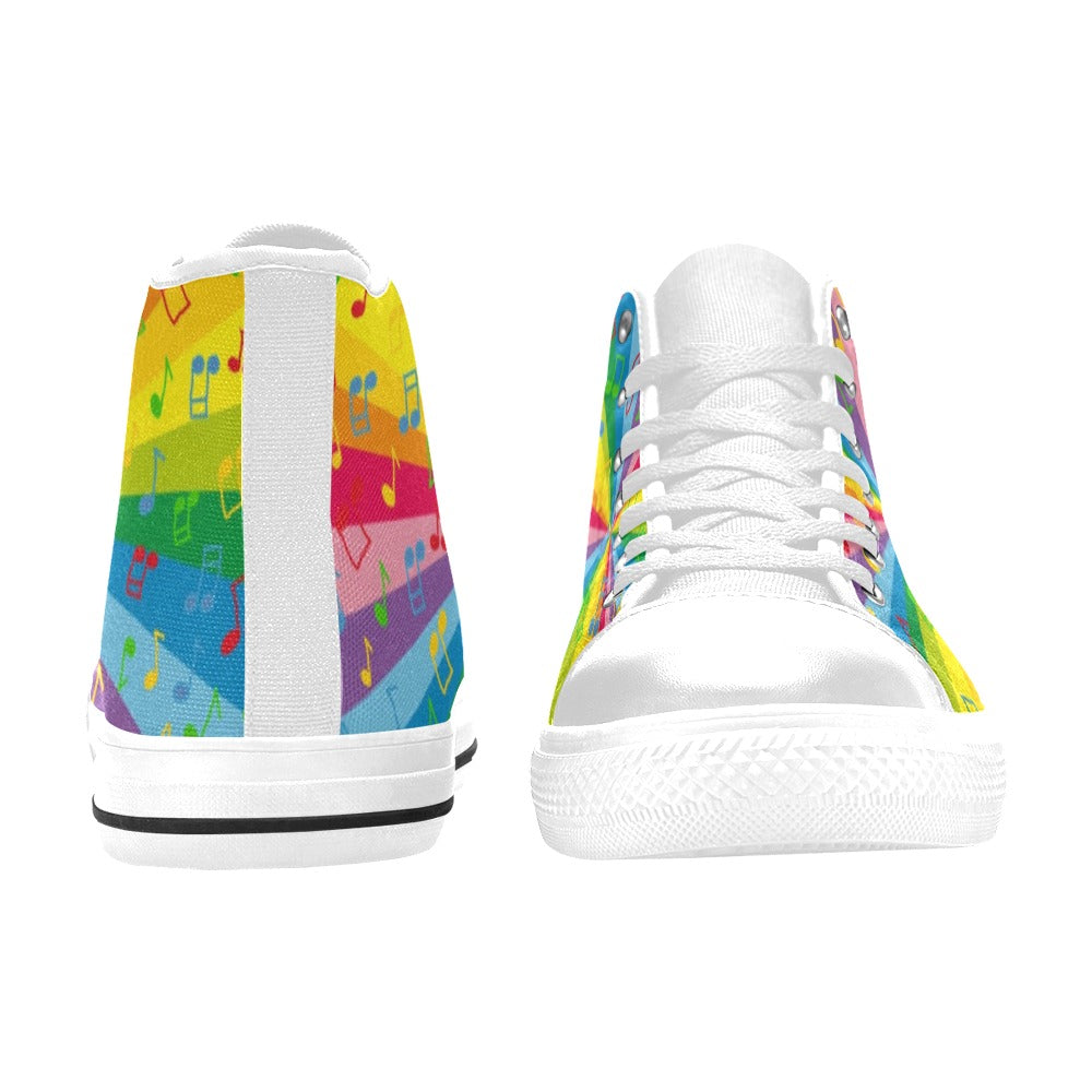 Rainbow Music - Women's High Top Canvas Shoes