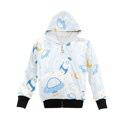 Spaceships And UFO's - Junior Boys Zip Up Hoodie