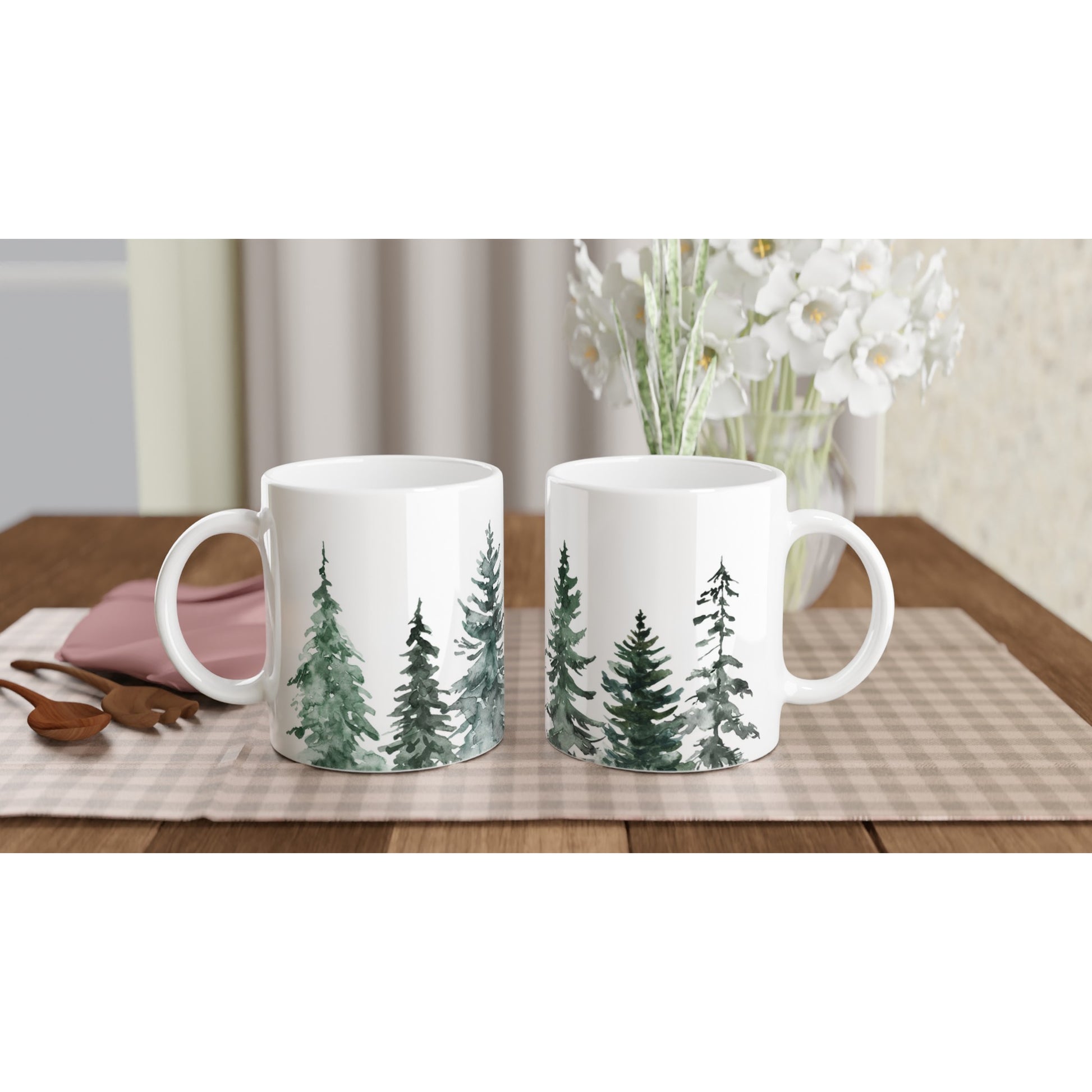 Trees - White 11oz Ceramic Mug White 11oz Mug Globally Fulfilled Plants