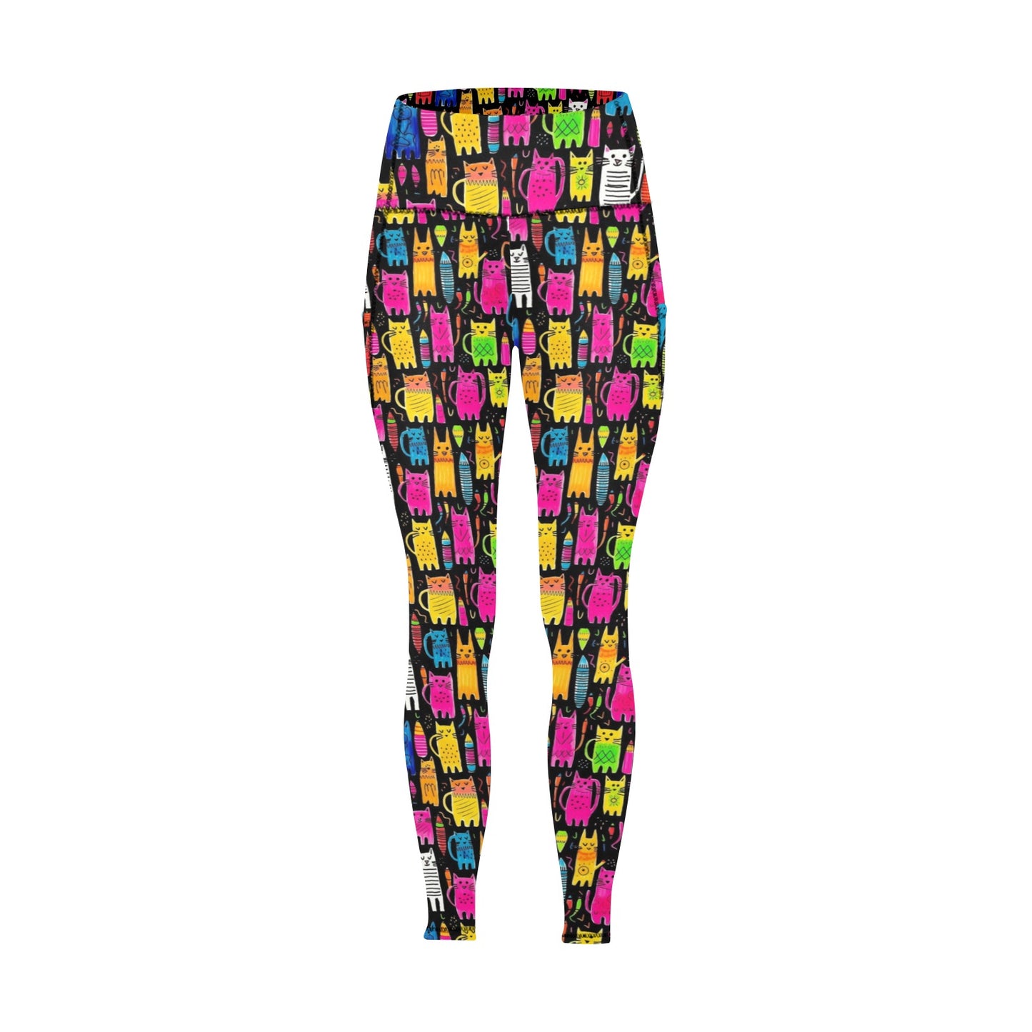 Colourful Cats - Women's All Over Print Leggings with Pockets