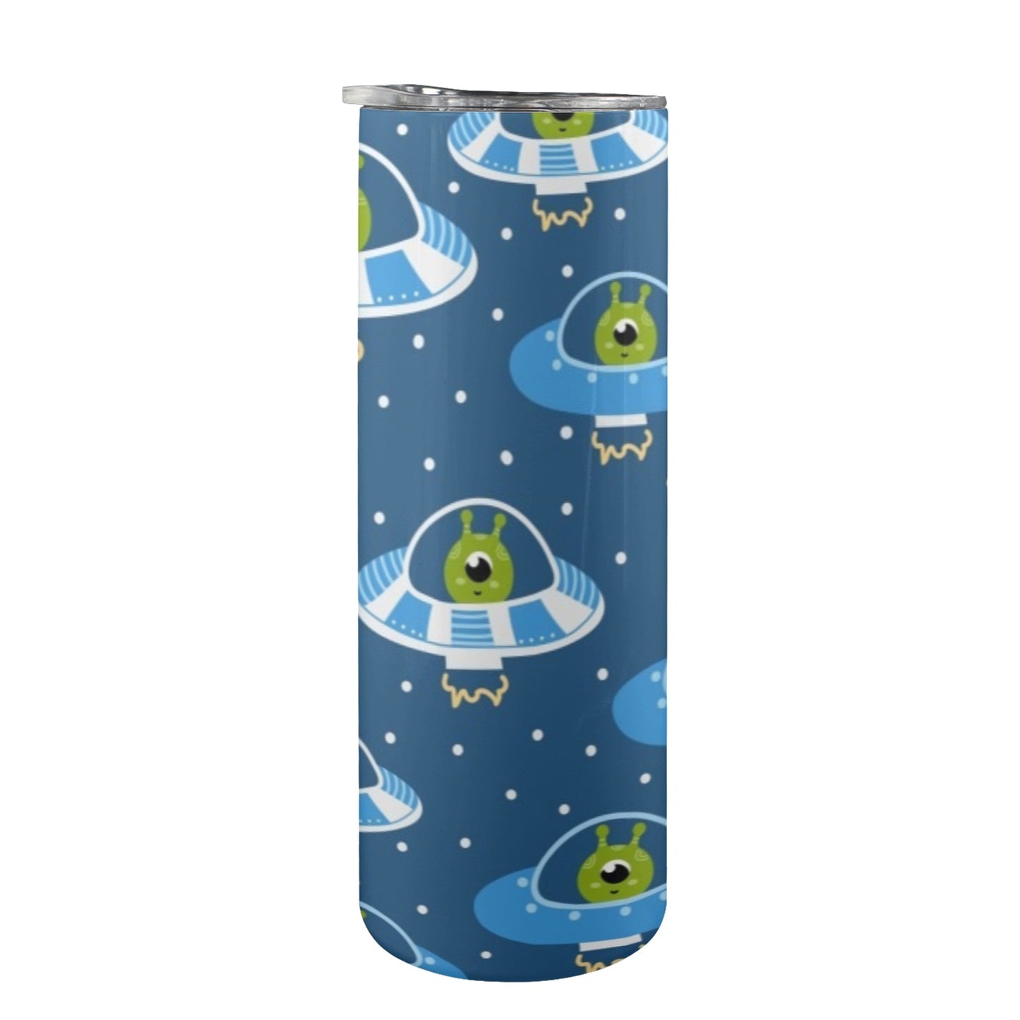 Cute Aliens in UFOs - 20oz Tall Skinny Tumbler with Lid and Straw