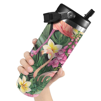 Flamingo Jungle - 30oz Tumbler with Top Handle