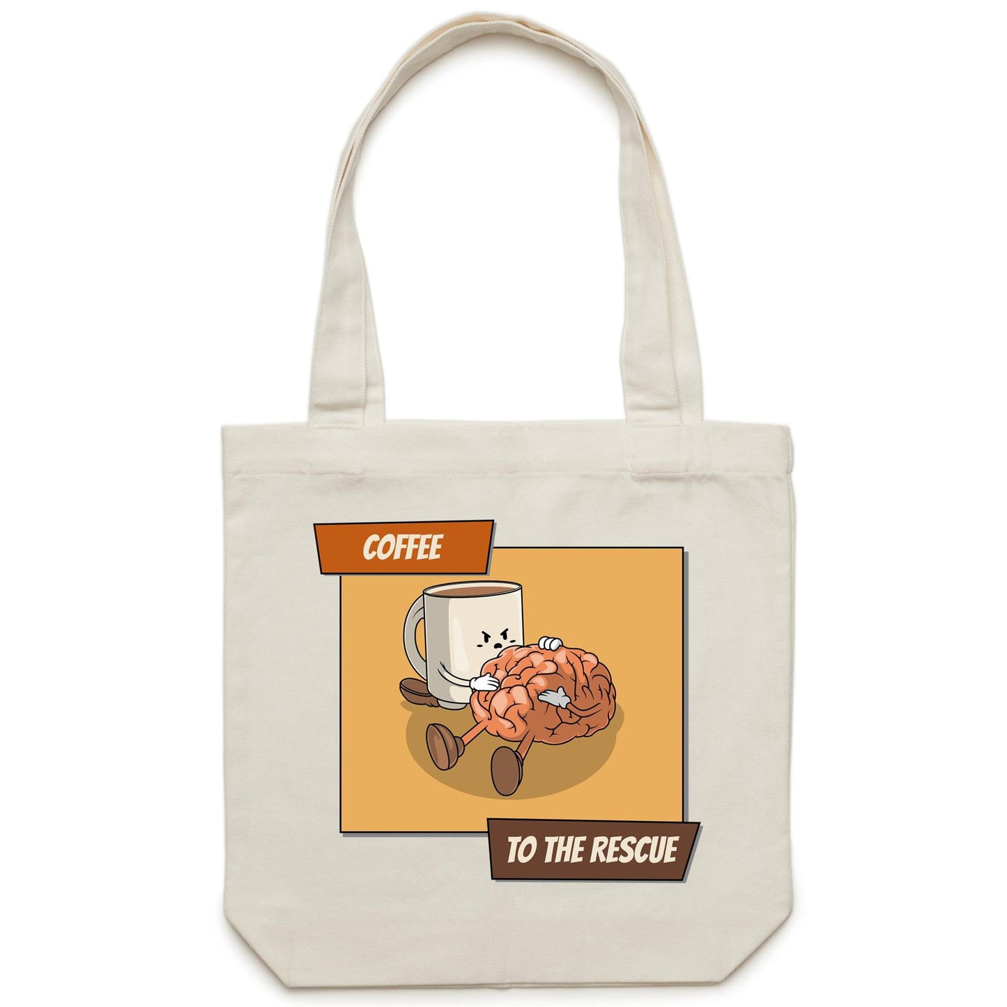 Coffee To The Rescue - Canvas Tote Bag Cream One Size Tote Bag Coffee