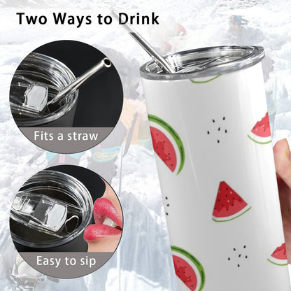 Watermelon - 20oz Tall Skinny Tumbler with Lid and Straw