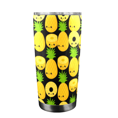 Happy Pineapples - 20oz Travel Mug with Clear Lid 20oz Travel Mug / Tumbler Food Printed Offshore