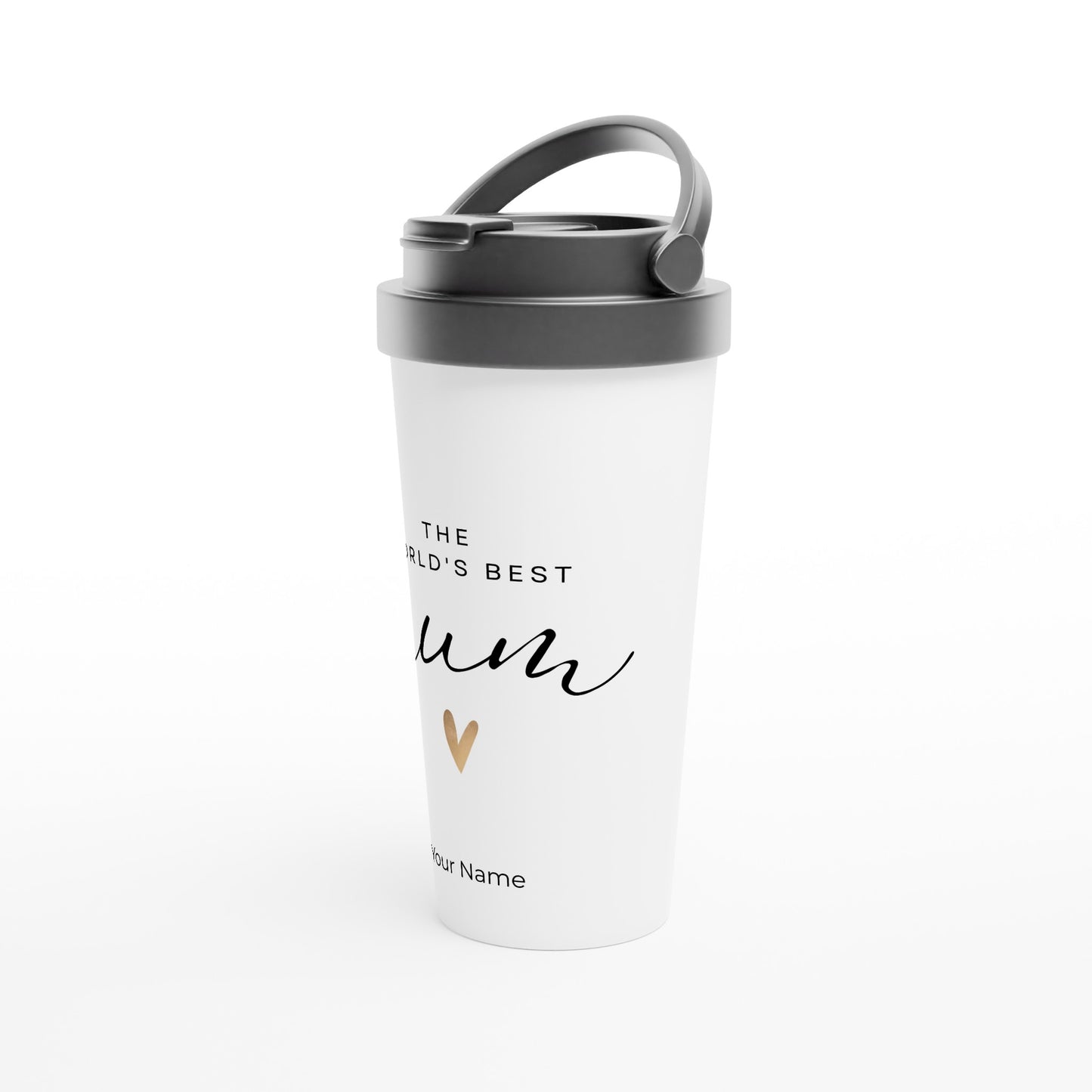 Personalised - The World's Best Mum - White 15oz Stainless Steel Travel Mug Personalised Travel Mug Mum