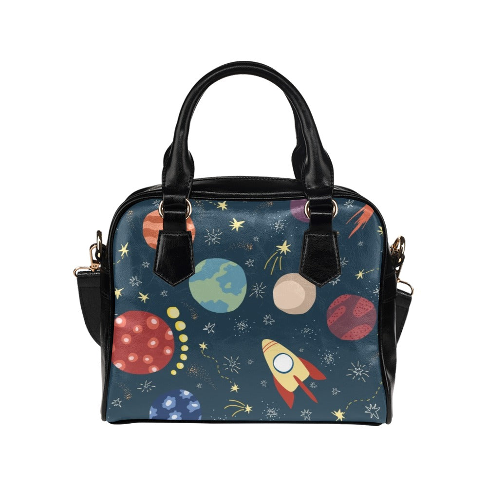 Rocket and Planets In Space - Shoulder Handbag