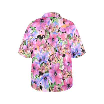 Bright Pink Floral - Womens Hawaiian Shirt