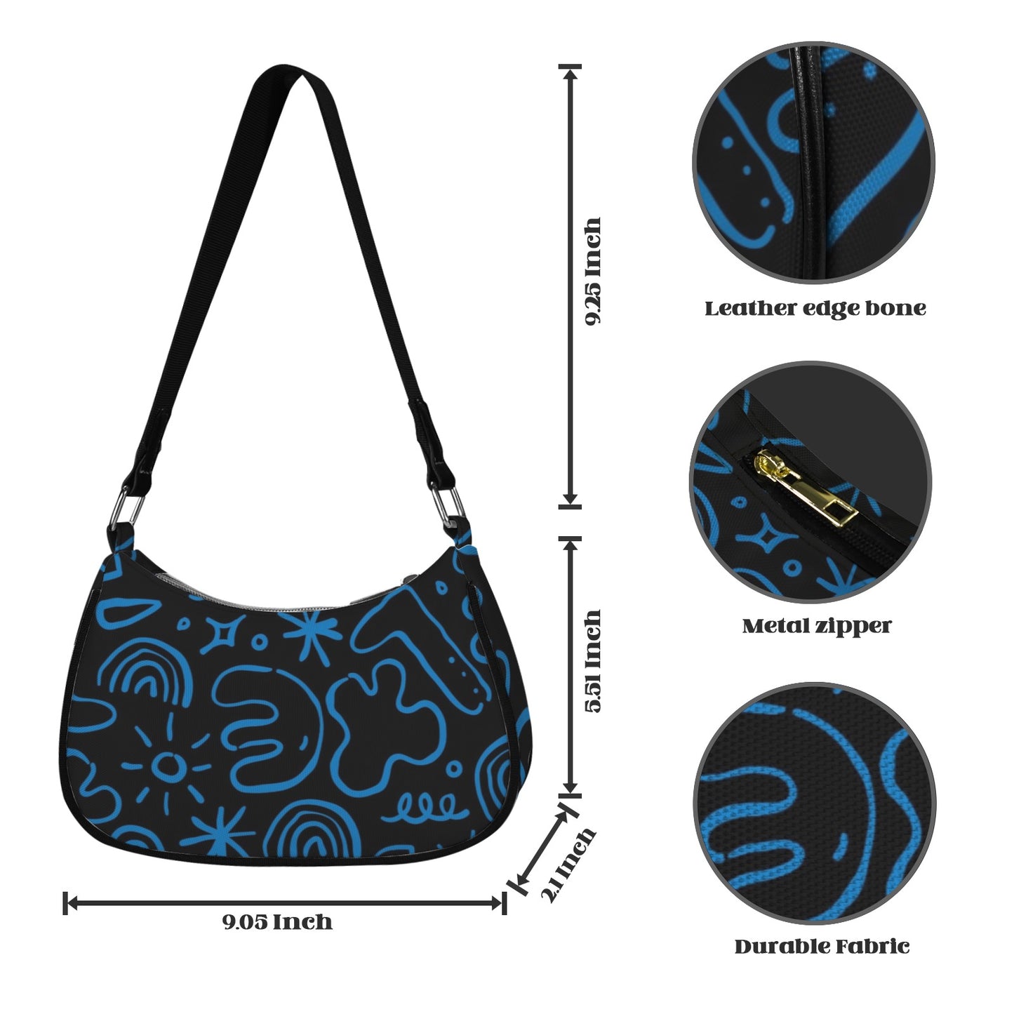 Blue Squiggle - Small Shoulder Bag