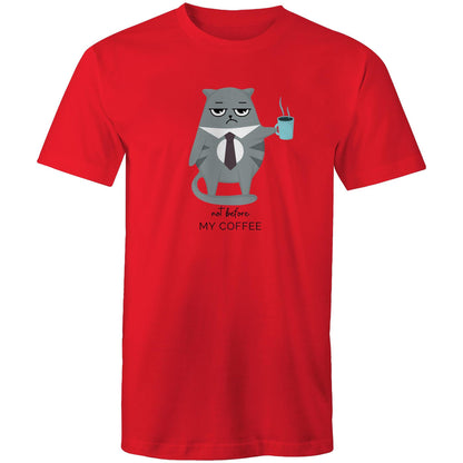 Not Before My Coffee, Cranky Cat - Mens T-Shirt