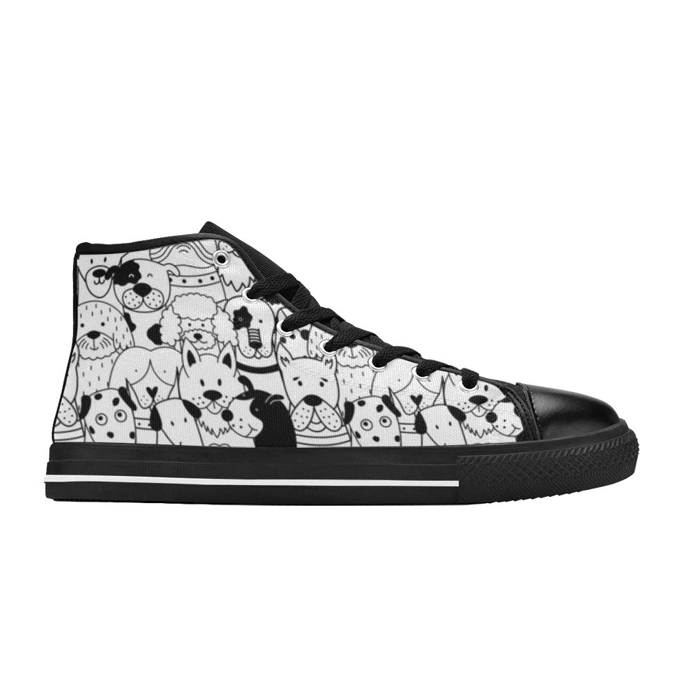 Black And White Dogs - Kids' High Top Canvas Shoes