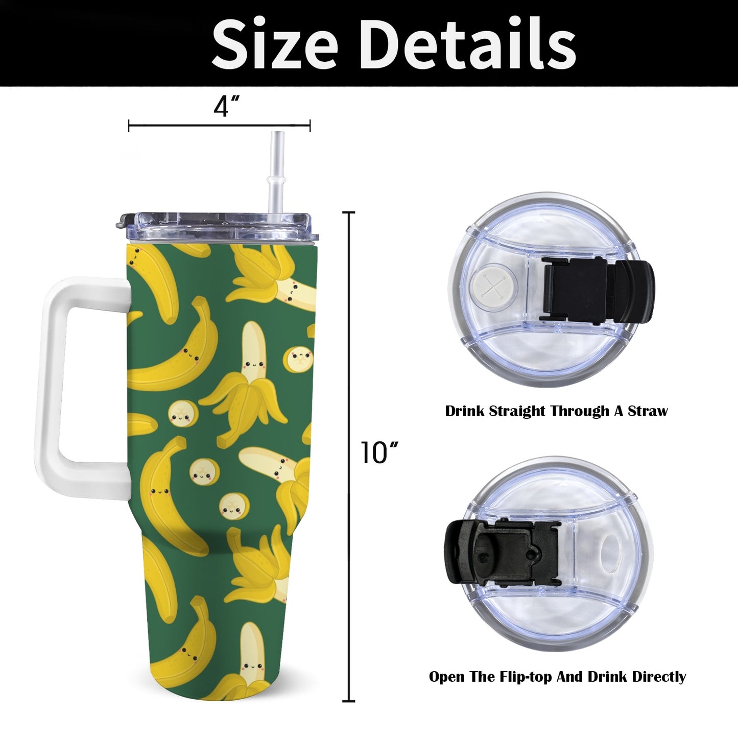 Happy Bananas - 40oz Tumbler with White Handle