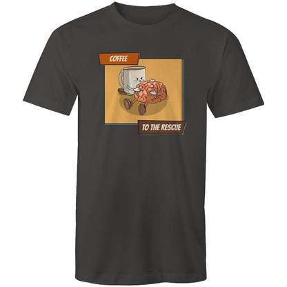 Coffee To The Rescue - Mens T-Shirt Charcoal Mens T-shirt Coffee