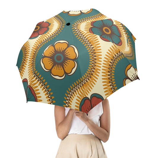 Vintage Floral - Semi-Automatic Foldable Umbrella