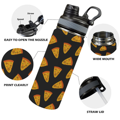 Pizzas - Insulated Water Bottle with Dual-Use Lid (18oz)