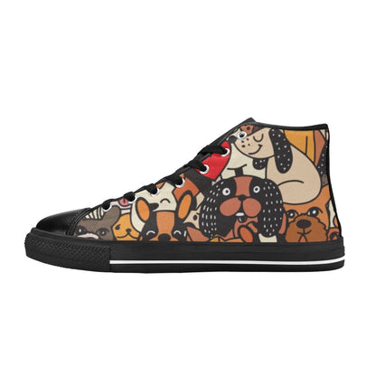 Dog Crowd - Women's High Top Canvas Shoes