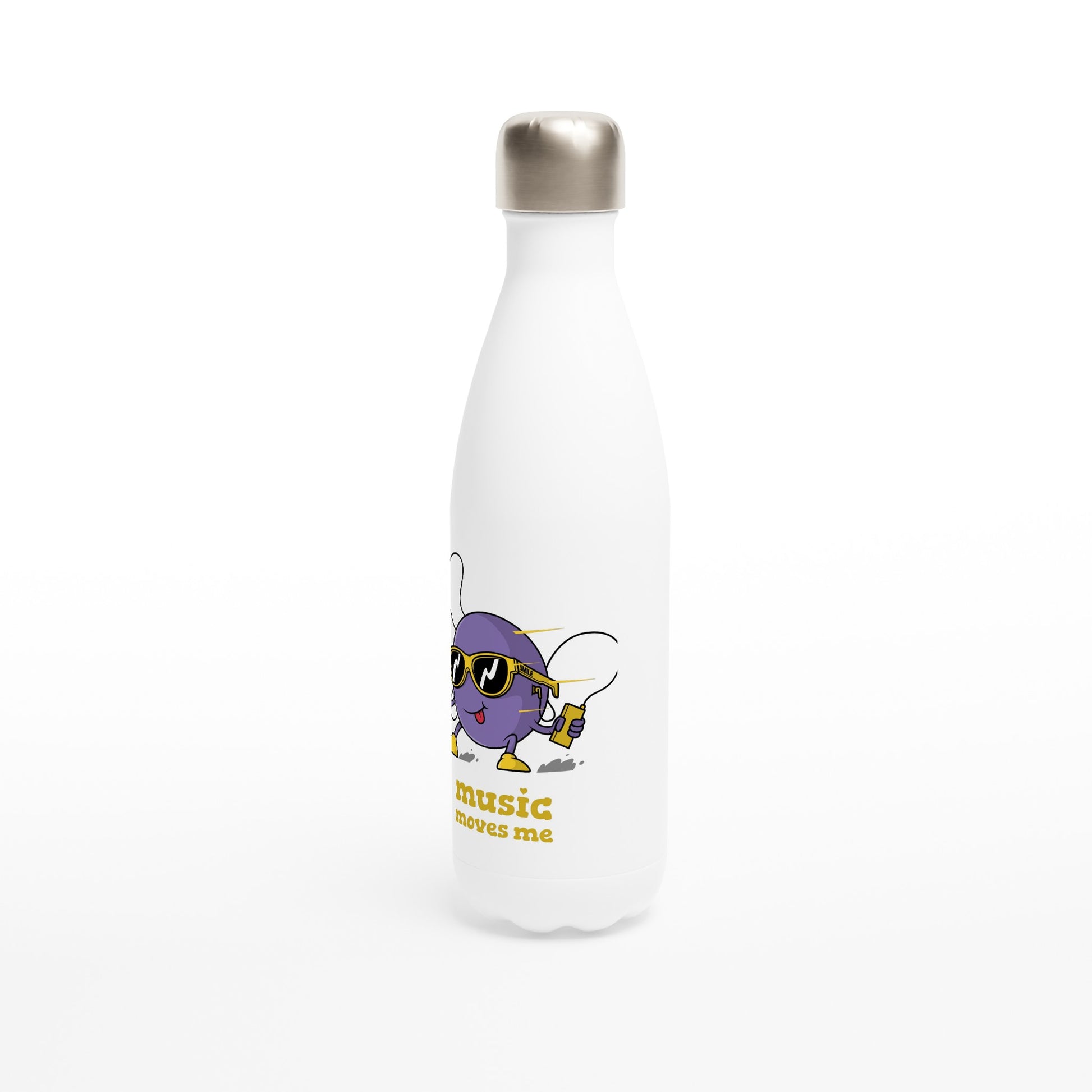 Music Moves Me - White 17oz Stainless Steel Water Bottle White Water Bottle Globally Fulfilled Music