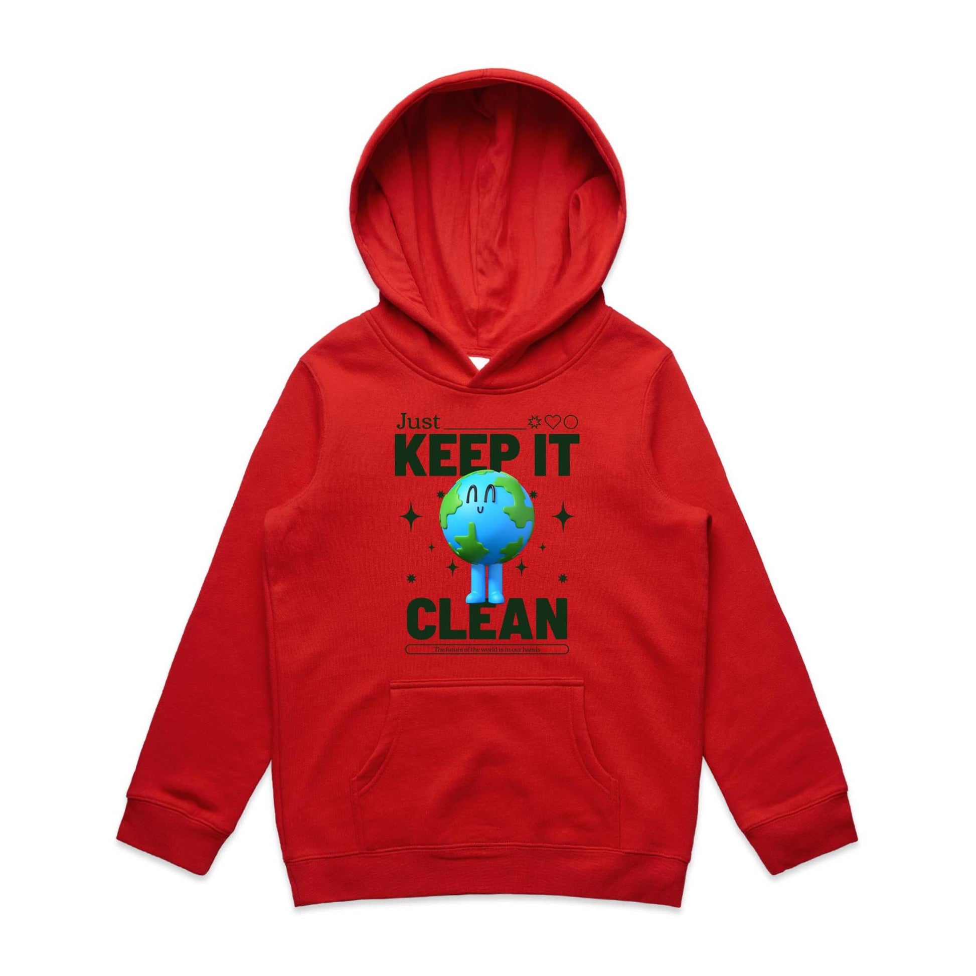 Earth, Just Keep It Clean - Youth Supply Hood Red Kids Hoodie
