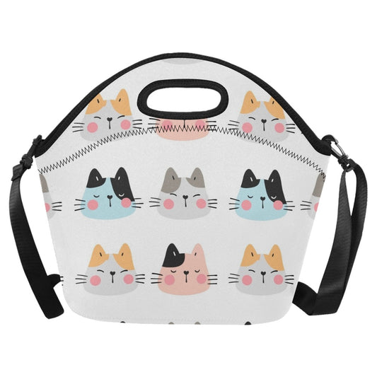 Cat Faces - Neoprene Lunch Bag/Large Neoprene Lunch Bag/Large animal Printed Offshore