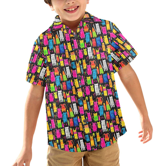 Colourful Cats - Junior Boys Hawaiian Shirt